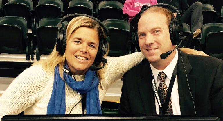 My broadcast partner, Brady Seabolt, and I calling Loyola WBB!